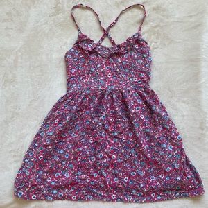 Pink and blue floral mini dress with adjustable straps Hollister size M